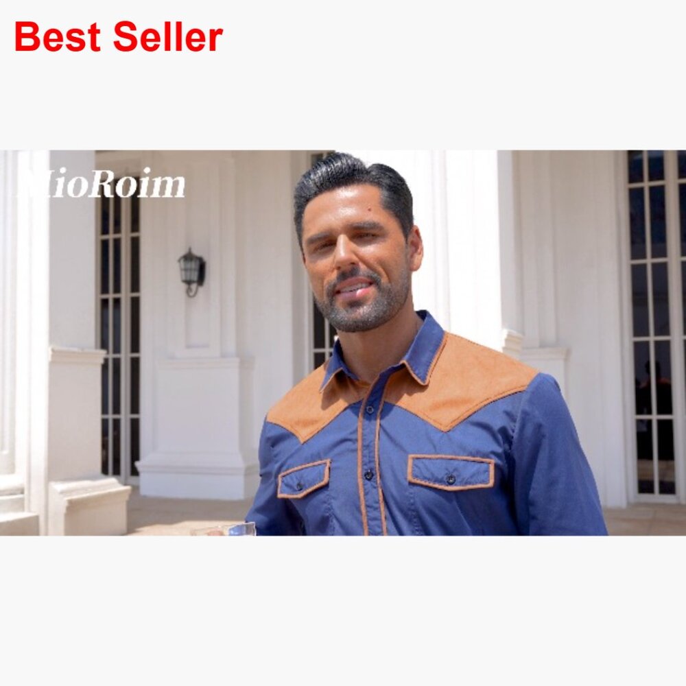 Men's Cowboy Shirt Long Sleeve Button Down Western Vintage Denim - Picture 7 of 7